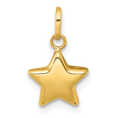 14k Polished 3D Puffed Star Charm Pendant