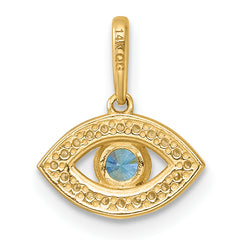 14k Polished Blue and Clear CZ Evil Eye Charm / Pendant