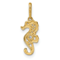 14k Polished CZ Seahorse Charm / Pendant