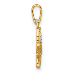 14k Polished and Textured CZ Starfish Charm / Pendant