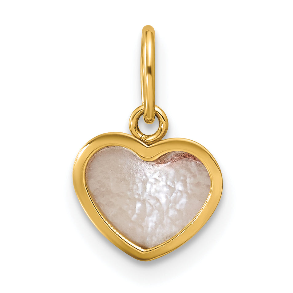 14K Polished Mother of Pearl Heart Pendant