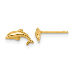 14K Polished Dolphin Post Earrings