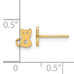 14K Polished CZ Cat Post Earrings