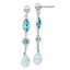 Blue Topaz Stud Dangle Earrings in 14K White Gold, 7x4mm - Sophia Jewelers