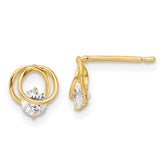 14k Yellow Gold Polished CZ Circles Post Earrings