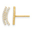 14K Polished Curved Bar CZ Post Earrings