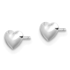 14K White Gold Polished Heart Post Stud Earrings