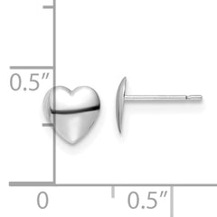 14K White Gold Polished Heart Post Earrings