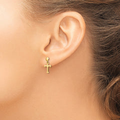 14K Polished Cross Post Dangle Earrings