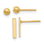 14K Polished 3mm Ball and Bar Earring Set