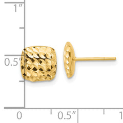 14K Diamond Cut Square Post Earrings