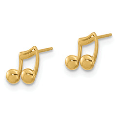 14K Polished Music Notes Post Earrings