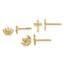 14K Polished CZ Moon Cross and Crown Post Earring Set