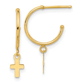 14K Polished Hoop with Cross Post Earrings