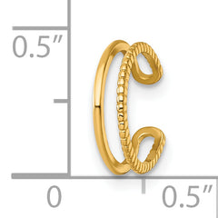 14k Polished and Textured 2-Row Single Ear Cuff