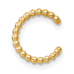 14k Polished Two Row Beaded Single Ear Cuff