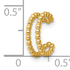 14k Polished Two Row Beaded Single Ear Cuff