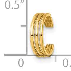 14k Polished Three Row Single Ear Cuff