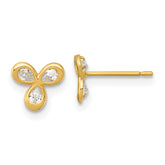14k Polished Triple CZ Post Earrings