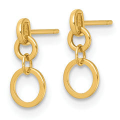 14k Polished Circles Dangle Post Earrings