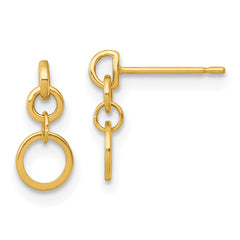 14k Polished Circles Dangle Post Earrings