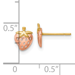 14k with Rose Rhodium Polished Strawberry Post Earrings