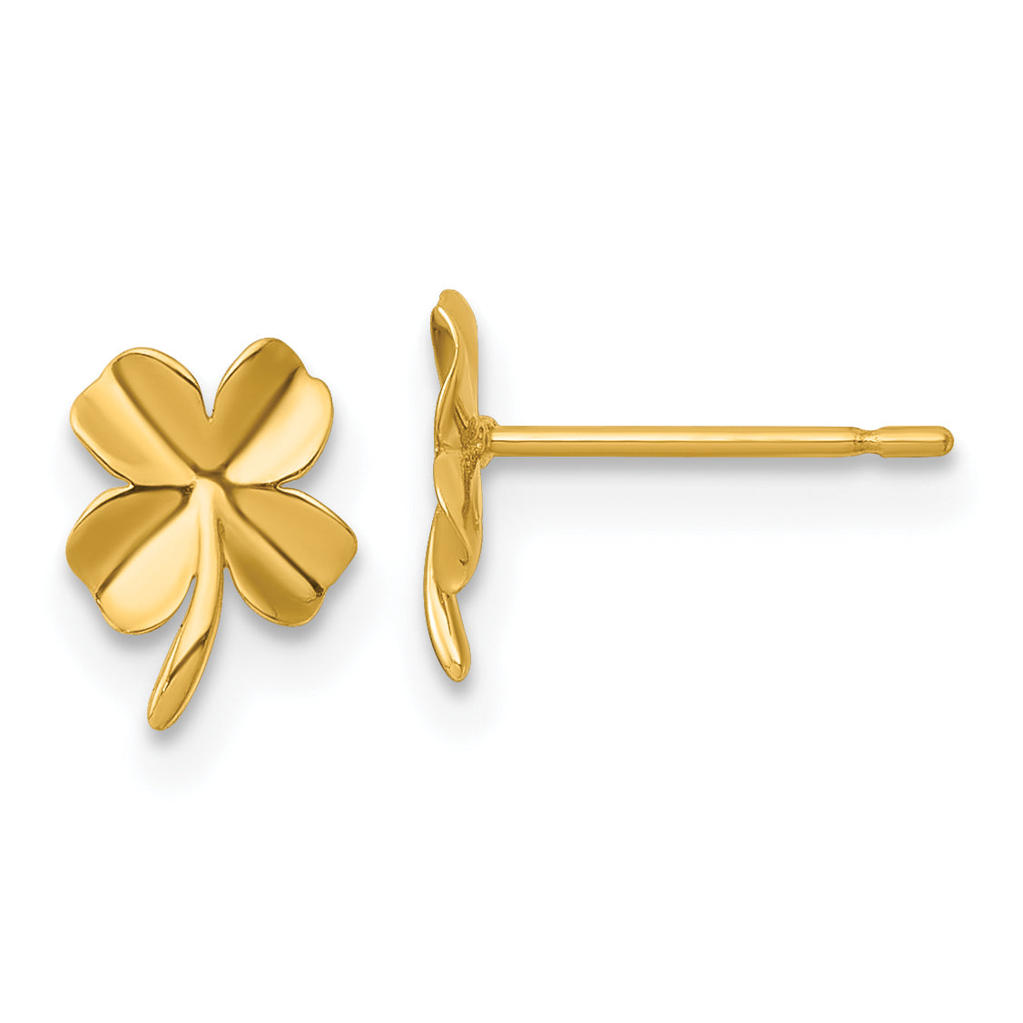 14k Polished Four Leaf Clover Post Earrings