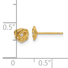 14k Polished CZ Rose Post Earrings