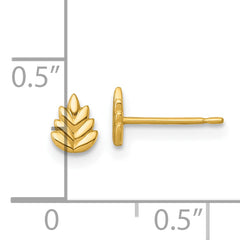 14k Polished Leaf Post Earrings