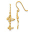 14k Polished Double Butterfly Shepherd Hook Dangle Earrings