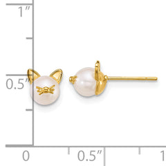 14k Polished Freshwater Cultured Pearl Cat Post Earrings