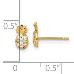 14k Polished CZ Pineapple Post Earrings