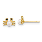 14k Polished Black CZ with Freshwater Cultured Pearl Crab Post Earrings