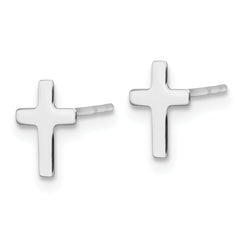 14k White Polished Latin Cross Post Earrings