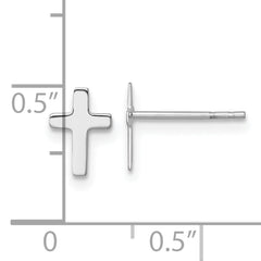 14k White Polished Latin Cross Post Earrings