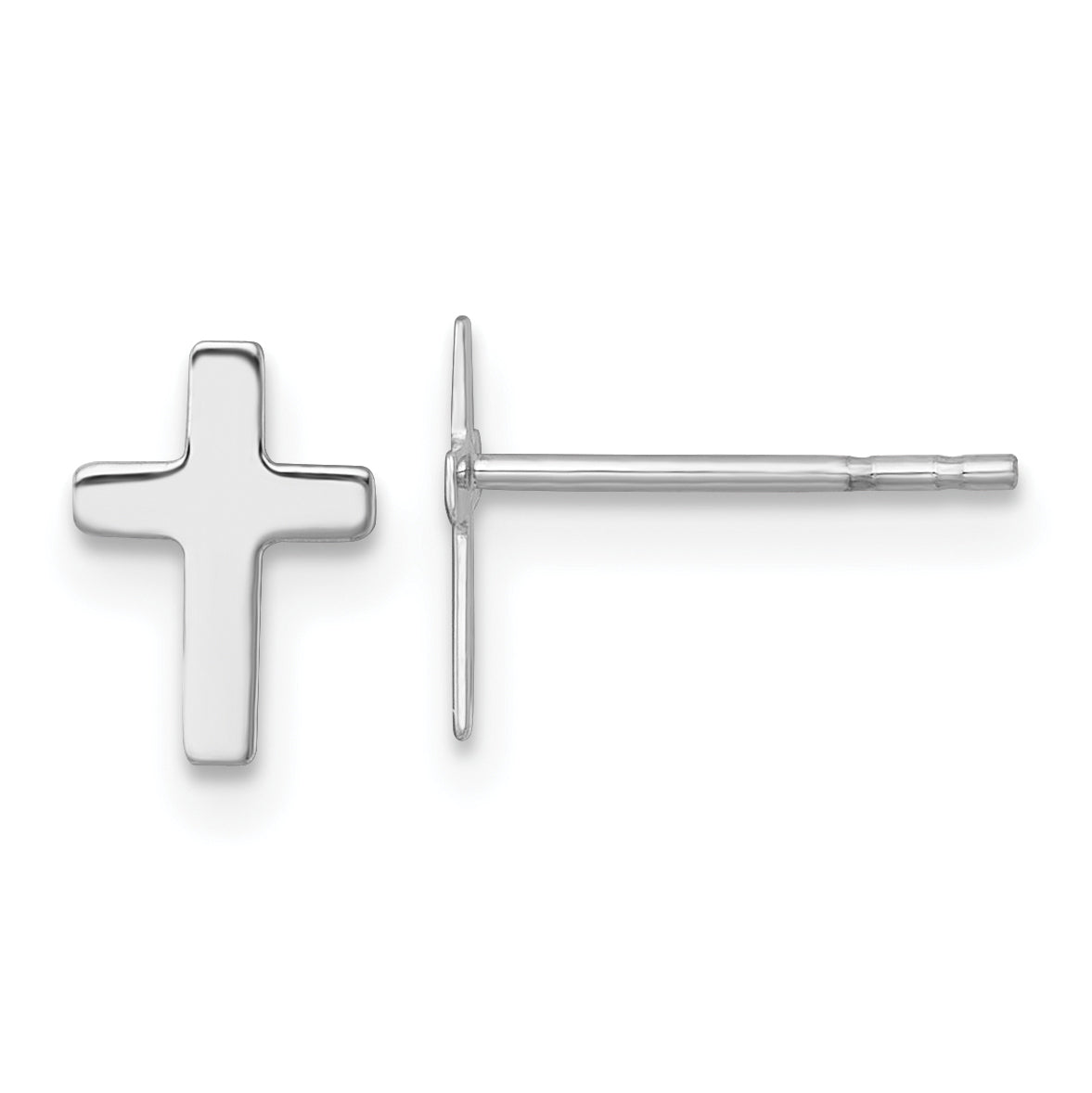 14k White Polished Latin Cross Post Earrings