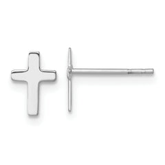 14k White Polished Latin Cross Post Earrings