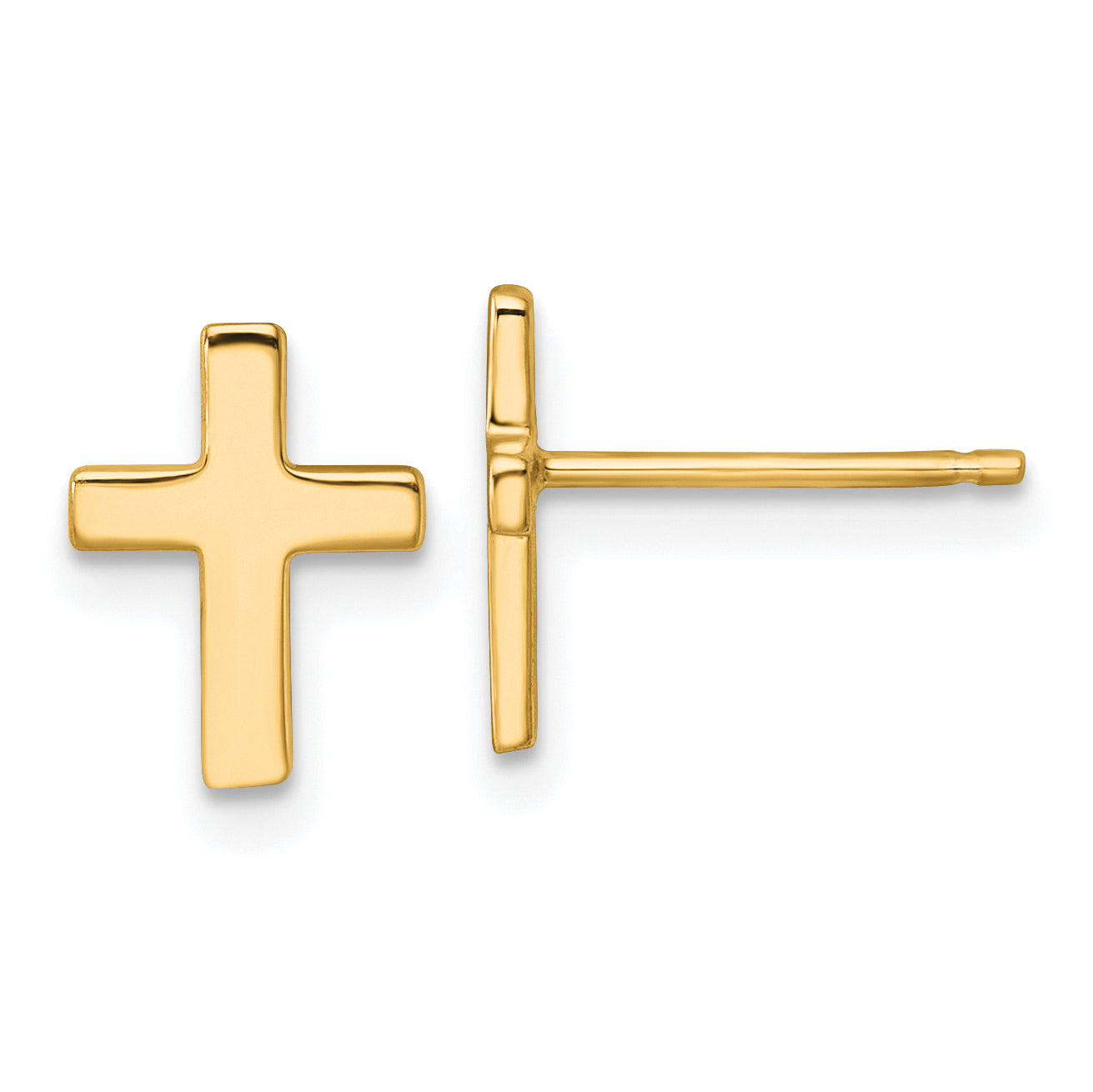14k Polished Latin Cross Post Earrings