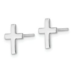 14k White Polished Latin Cross Post Earrings