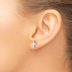 14k White Polished Latin Cross Post Earrings