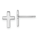 14k White Polished Latin Cross Post Earrings