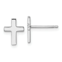 14k White Polished Latin Cross Post Earrings
