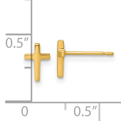 14k Polished Knife Edge Top Latin Cross Post Earrings