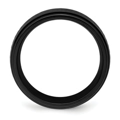 Black Zirconium Polished 8mm Ridged Edge Band