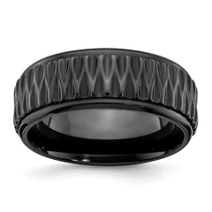 Black Zirconium Polished 8mm Grooved Band