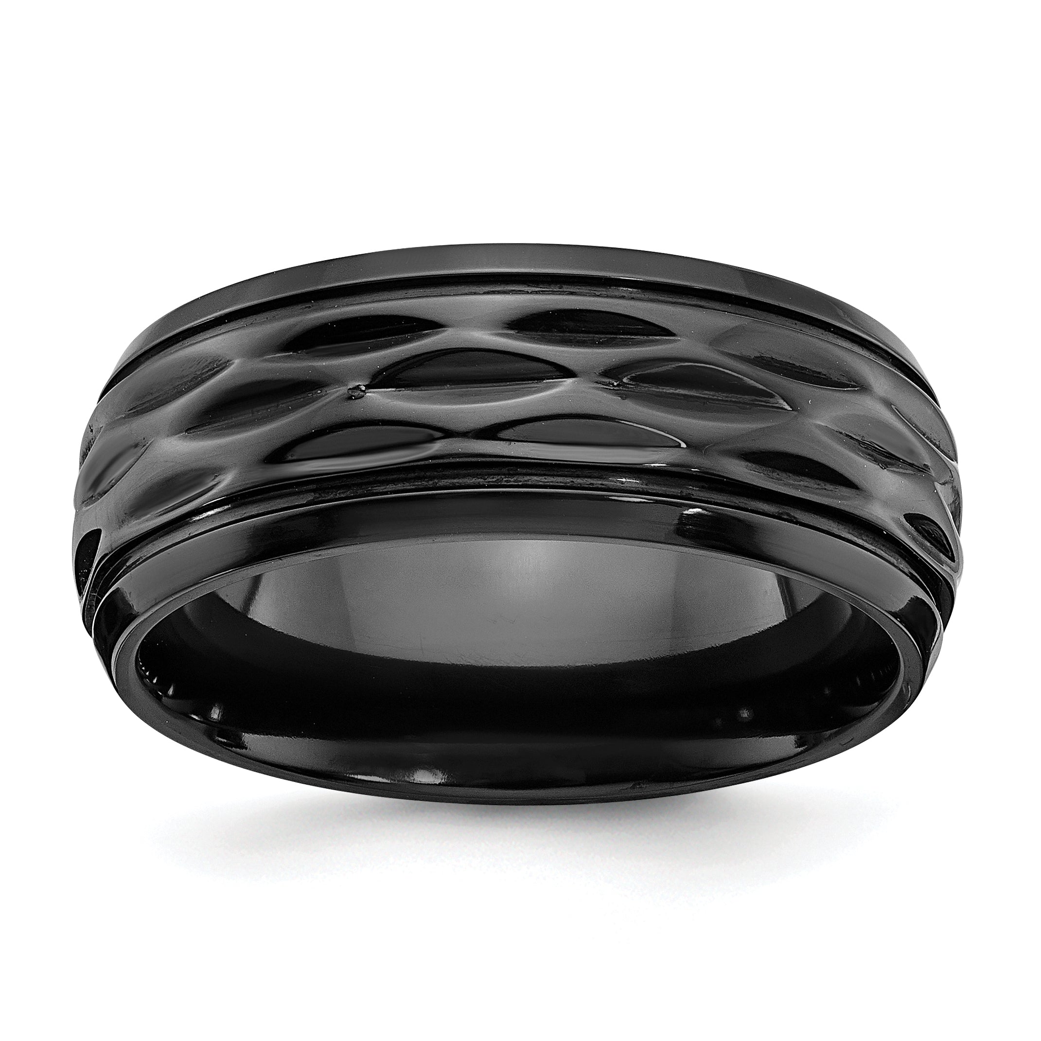Black Zirconium Polished and Diamond-cut 8mm Band