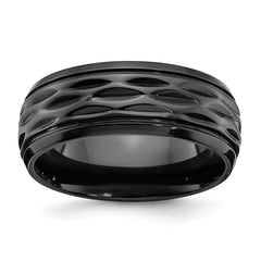 Black Zirconium Polished and Diamond-cut 8mm Band