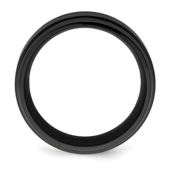 Black Zirconium Polished with Brushed Center 9mm Beveled Edge Band