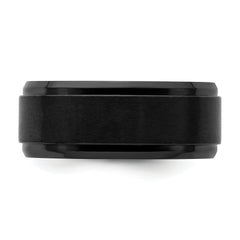 Black Zirconium Polished with Brushed Center 9mm Beveled Edge Band