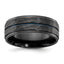 Hammered Wedding Band in Black Zirconium with Blue Inlay, 8mm - Sophia Jewelers